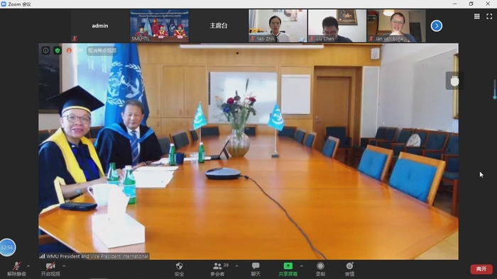 世界海事大學校長遠程發表致辭並授證